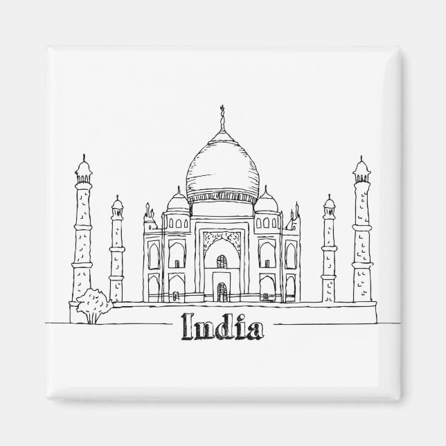 Imán Taj Mahal Vacaciones Dibujando Arte Viajando (Frente)