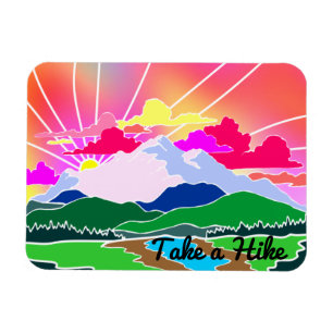 Imán Take a Hike - Colorful Sunset, Mountains and River