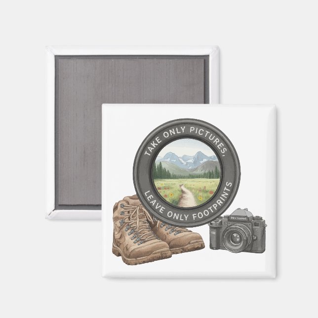 Imán Take Only Pictures Leave Only Footprints (Anverso/Reverso)
