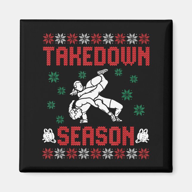 Imán Takedown Season Girls Wrestling Ugly Sweater Chris (Frente)