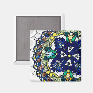 Imán talavera cerámica mexicana colorida foto arte azul