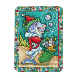 IMÁN TALES DE PESCADO DE SANTA CLAUS, PESCADO, BOLSA DE