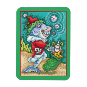 IMÁN TALES DE PESCADO DE SANTA CLAUS, PESCADO, BOLSA DE