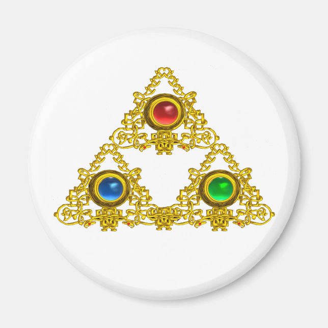 IMÁN TALISMAN MAGIC ELFIC/TRIÁNGULO ORO CON GEMSTONES (Frente)