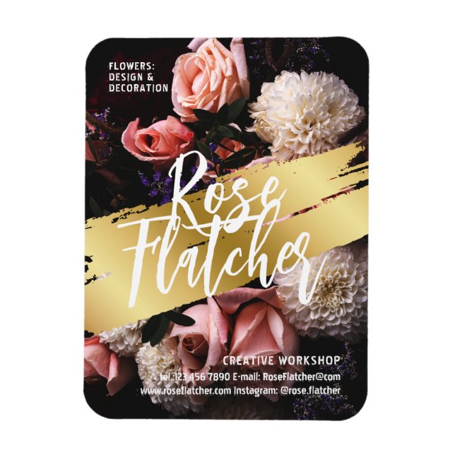 Imán Taller de Flores Oro Negro (Vertical)