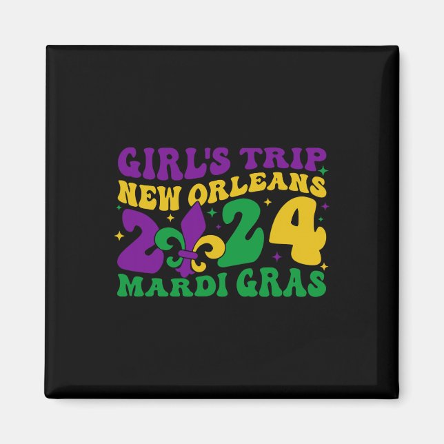 Imán Taller del chica New Orleans 2024 Mardi Gras Appar (Frente)