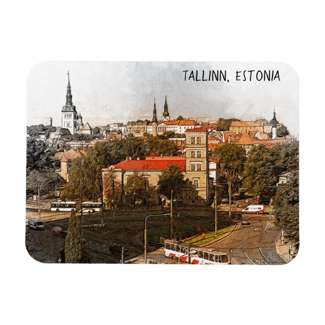 Imán Tallín Estonia Ciudad Vista Panorama (Horizontal)