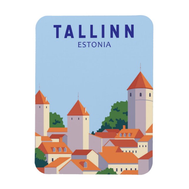 Imán Tallín Estonia Retro Viaje Art Vintage (Vertical)