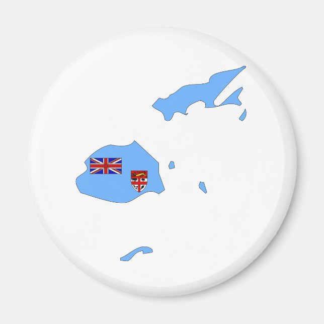Imán Tamaño completo del mapa de bandera de Fiji (Frente)
