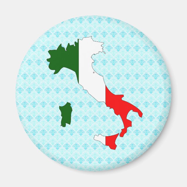 Imán Tamaño completo del mapa de bandera de Italia (Frente)