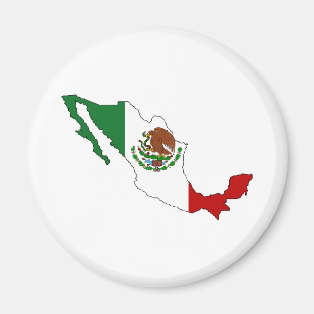 Imán Tamaño completo del mapa de bandera de México (Frente)