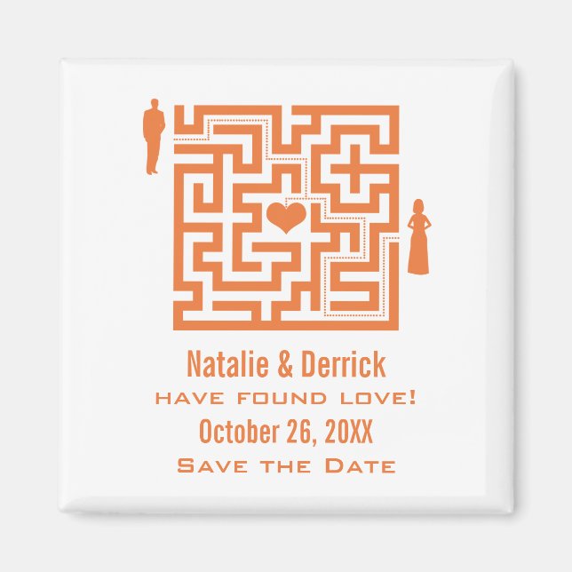 Imán Tangerine Love Maze Save the Date Magnet (Frente)