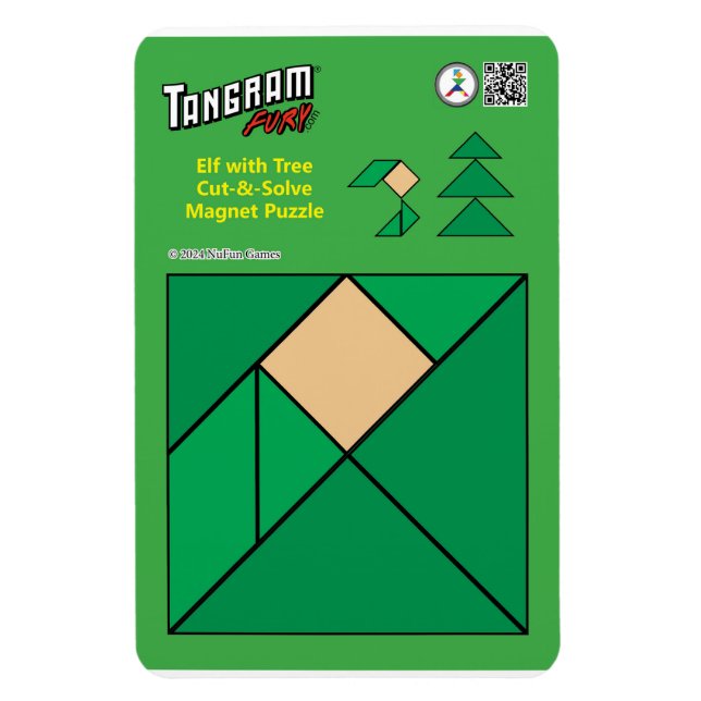 Imán Tangram Navidades Elf Magnet - Sentado junto al ár (Vertical)