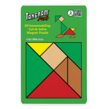Tangram Quirky Elf Magnet - Snowmobling