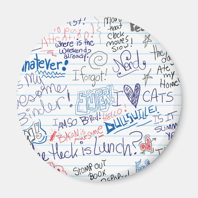 Imán Tantos Doodles escolares (Frente)