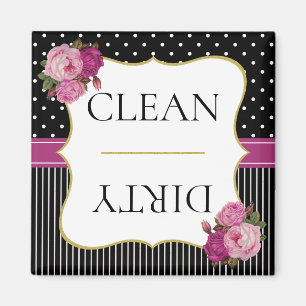 Imán Tapa negra vintage con lavavajillas morado