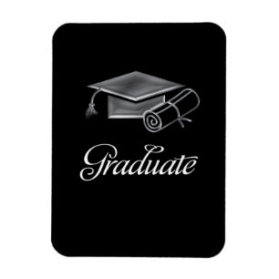 Imán Tapón de graduación y Diploma Aspecto negro y plat