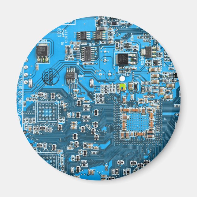 Imán Tarjeta azul de circuito geek de la computadora (Frente)