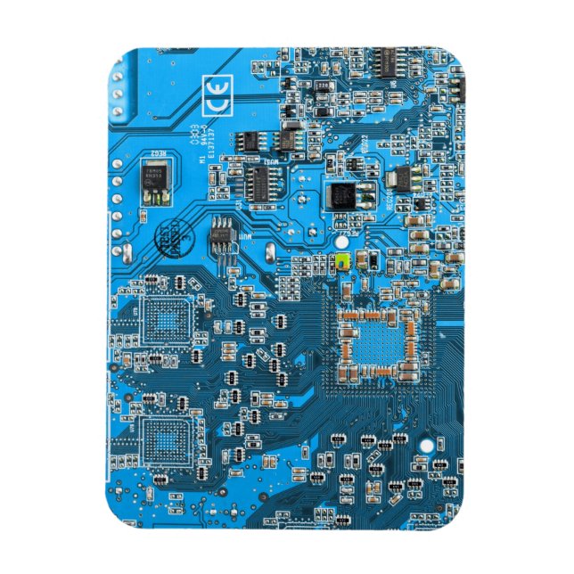 Imán Tarjeta azul de circuito geek de la computadora (Vertical)