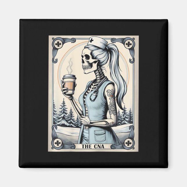 Imán Tarjeta certificada de enfermera Istant Tarot Skel (Frente)