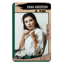 Tarjeta comercial de madera cinturón verde Karate 