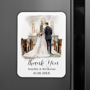 Imán Tarjeta de agradecimiento al Boda de Ilustracion a