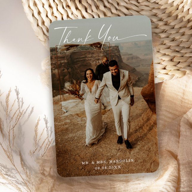 Imán Tarjeta de agradecimiento de foto de boda con letr (Subido por el creador)