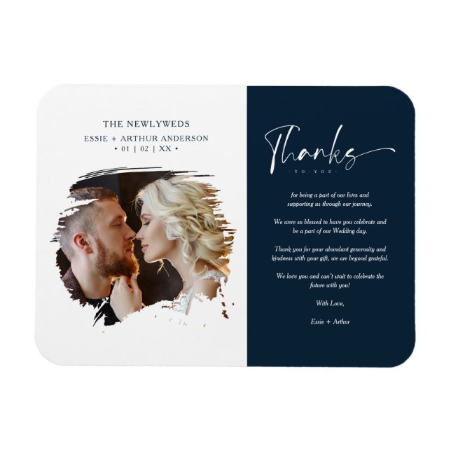 Imán Tarjeta De Agradecimiento Foto De Pincel Moderno (Horizontal)