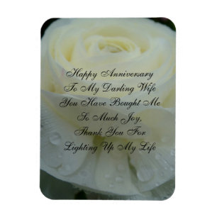 Imán Tarjeta de Aniversario de la Mujer Floral Blanca D
