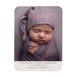 Imán Tarjeta de anuncio de nacimiento con foto minimali