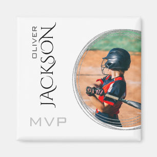 Imán Tarjeta de béisbol fotográfico personalizada
