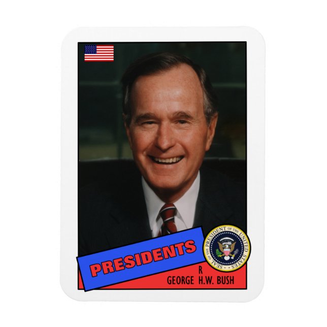 Imán Tarjeta de béisbol George H.W. Bush (Vertical)