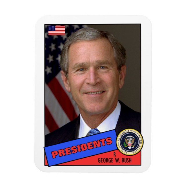Imán Tarjeta de béisbol George W. Bush (Vertical)