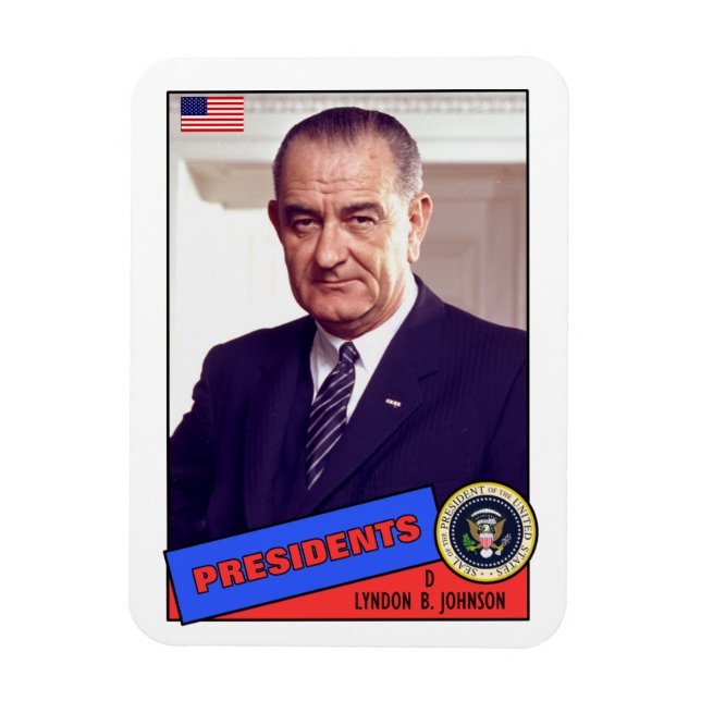 Imán Tarjeta de béisbol Lyndon B. Johnson (Vertical)