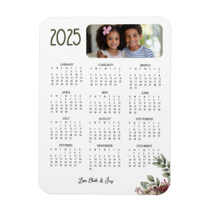 Imán Tarjeta de calendario Winter Berry 2025