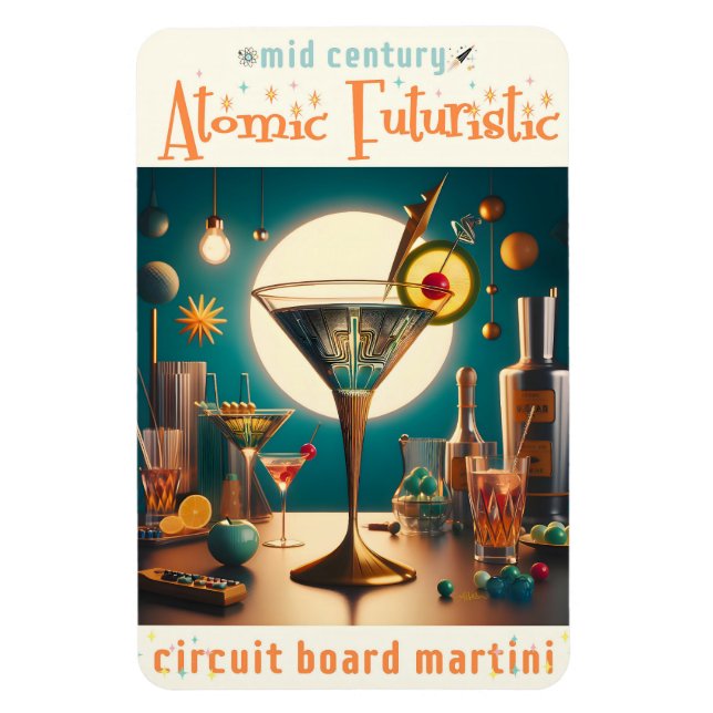 Imán Tarjeta de circuito futurista atómico Martini (Vertical)