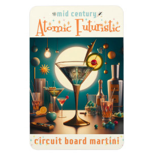Imán Tarjeta de circuito futurista atómico Martini