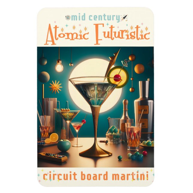 Imán Tarjeta de circuito futurista atómico Martini (Vertical)