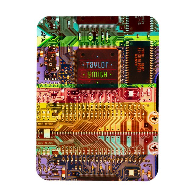 Imán Tarjeta de circuito impreso Geek & Glitch nombre r (Vertical)
