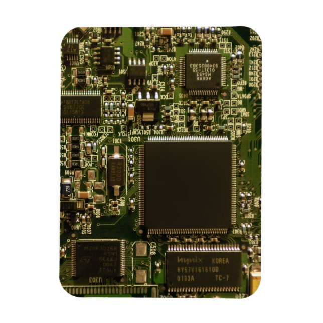 Imán Tarjeta de Circuito Verde Macro | Foto de PCB (Vertical)