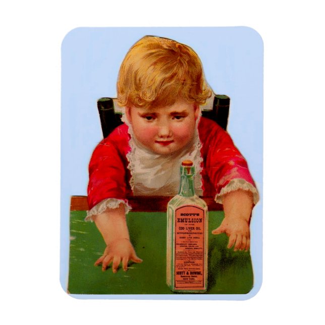 Imán Tarjeta de comercio victoriana: Aceite de Castor d (Vertical)