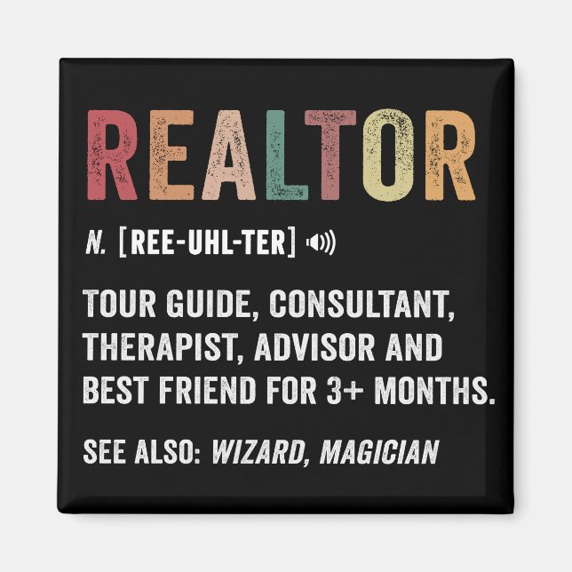 Imán Tarjeta de cotización divertida de Realtor Real Es (Frente)
