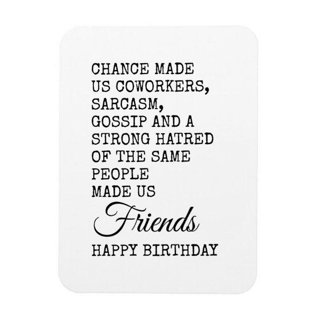 Imán Tarjeta de cumpleaños de Coworker divertida - Sarc (Vertical)