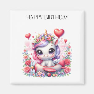 Imán Tarjeta de cumpleaños de piloto de unicornio