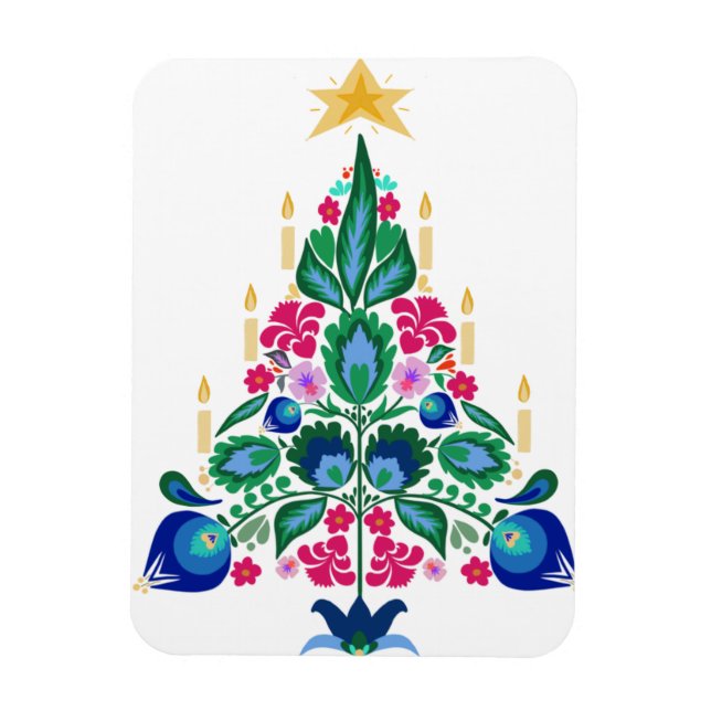 Imán Tarjeta de felicitación de árbol de Navidad de art (Vertical)
