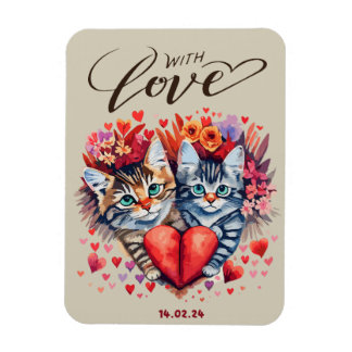 Imán Tarjeta de felicitación plegada para gatos con amo