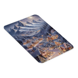 Imán Tarjeta de Feliz Navidad Paisaje Invernal