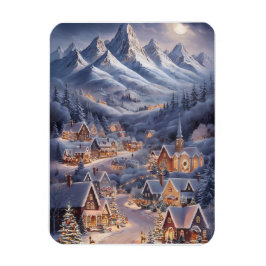 Imán Tarjeta de Feliz Navidad Paisaje Invernal