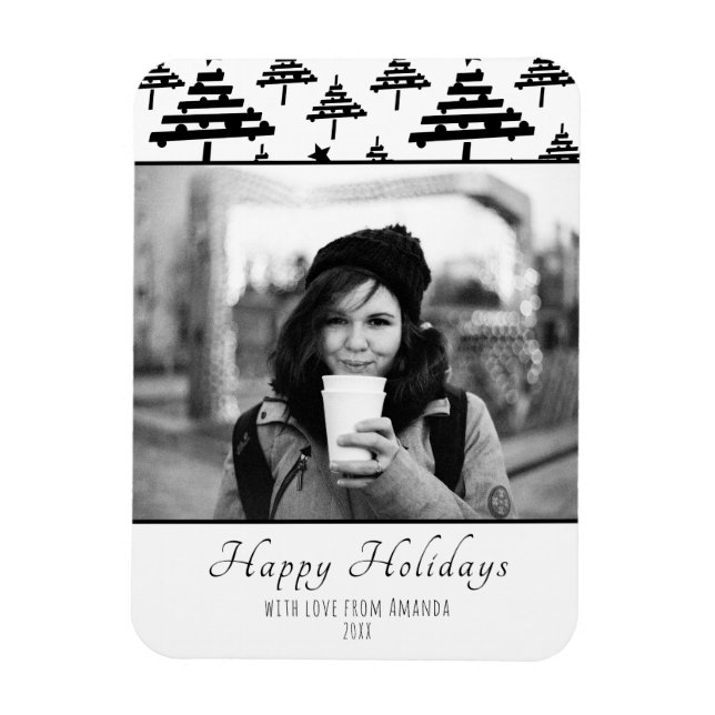 Imán Tarjeta de Foto Personalizada de Navidad en Blanco (Vertical)