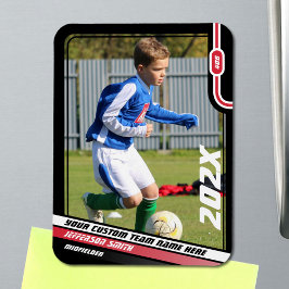 Imán Tarjeta de intercambio de jugador de fútbol en roj